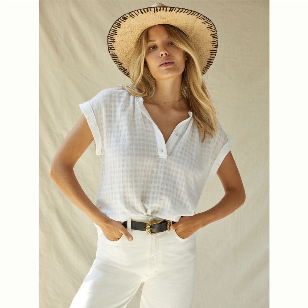 Anthropologie Whipstitched Straw Rancher Hat